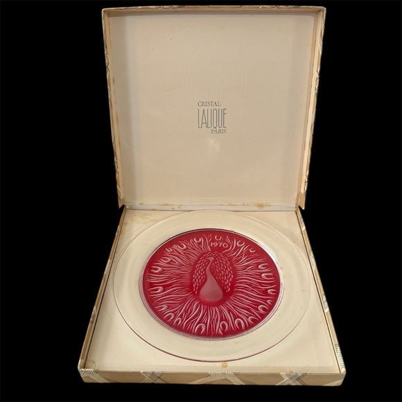 Lalique Other - LALIQUE FRANCE CRYSTAL COLLECTOR PLATE LIMITED EDITION 1970 ~ PEACOCK ~ SIGNED